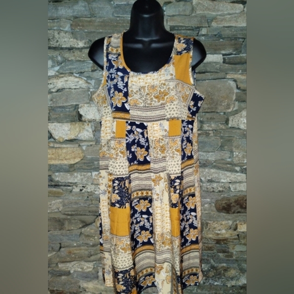 Emery Rose NWT sleeveless sundress, gold and blue patchwork, cowgirl - Picture 11 of 11